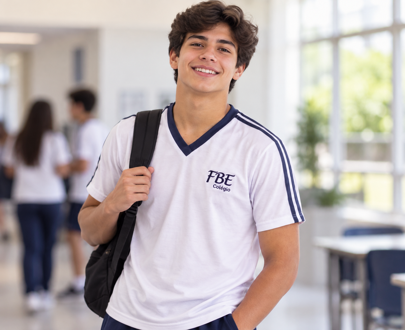 Aluno do Colégio FBE estudando